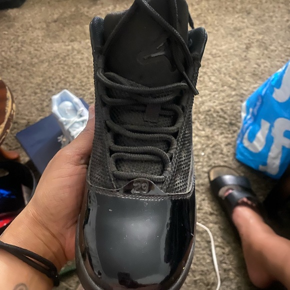 Brand new All Black Patent Leather Jordan’s size 6y - Picture 3 of 3